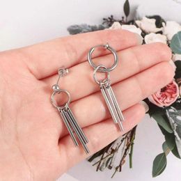 Hoop Earrings Korea's Men And Women Models Stainless Steel Stud Long Round Bar Pendant Punk Party Jewelry