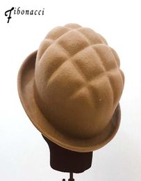 Fibnacci 2020 New Fedora Design Bread Theme Autumn Winter Wool Felt Hat Beret Stewardess Women Fedoras6425998