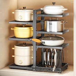 Kitchen Storage Sink Layered Pot Rack Free Layering Pans Organizer Rustproof Snap-On Stainless Adjustable Under Cabinet