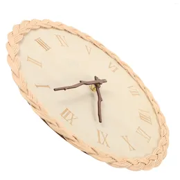Wall Clocks Bedroom Clock Decor Decorative Hanging Non Ticking Living Kitchen Operated Home Rattan Decoration