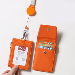 Card Holders Solid Colour Horizontal Vertical Employee Staff ID Work Cover With Retractable Badge Reel Lanyard Pass Bus Holder