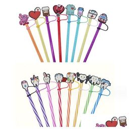 Drinking Straws Cartoon Sile St Tip Drinking Dust Cap Sts Decoration Charms Accessories Plug Wholesale Drop Delivery Dhsfn