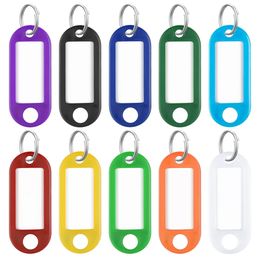 10Pcs Plastic Keychain Key Tags with Split Ring Label Window for DIY Chain ID Numbered Name Baggage Luggage 240506