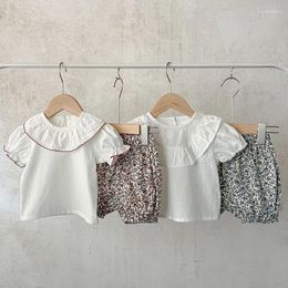 Clothing Sets 2024 Summer Infant Baby Girls Clothes Suit Short Sleeved Cotton T-shirt Printed Shorts Born Set