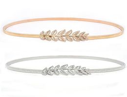 Belts Flower Leaves Metal Buckle Belt For Dresses Women Ladies Elastic Waist Chain Female Gold Thin Fashion 2022 Waistband5654574