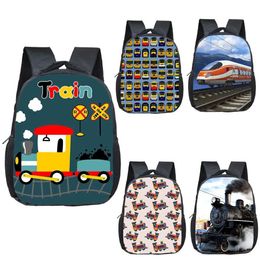 Backpacks 12 inch cartoon train locomotive printed backpack Loco childrens school bag childrens kindergarten bag childrens backpack d240516