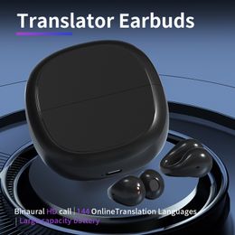 smart voice translation Bluetooth headset clip-on translation headset for traveling abroad business conversation studying abroad wireless translation headset