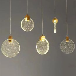 Nordic Luxury LED Crystal pendant lights single double head bedside Long-line hanging lamp Modern Gold Crystal Lighting