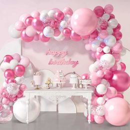 Party Balloons Macaron Pink Balloon Garland Arch Kit Birthday Party Decoration Kids Wedding Birthday Party Supplies Baby Shower Latex Balloon