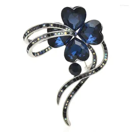 Brooches Wuli&baby Crystal Ribbon Flower 2-color Beautiful Classic Plants Brooch Pins For Women