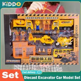 Diecast Model Cars Childrens die-casting excavator car model set engineering car toy Aeroplane train Inertia fire truck police urban transportation WX