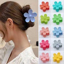 Hair Clips Barrettes NCMama Korean flower shaped hair claw clip for womens sweet girl solid crab ponytail braid bucket headwear accessories