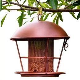 Other Bird Supplies Metal Feeder Pet Feeding House Type Round Roof Design Container With Hang Food Outdoor Decor