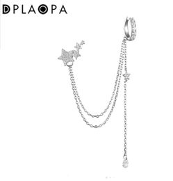 DPLAOPA 925 Sterling Silver Gold Long Chain Ear Cuff Earring Clips Women Wedding Fine Jewellery Luxury Jewels Crystal 240516
