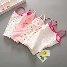 Summer Style Girl Underwear Kids Clothes Cotton Tank Tops For Lace Girls Camisole Baby Undershirt 2-8T Teenager Singlets L2405