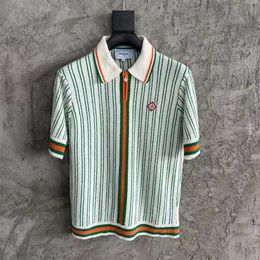 New Men's Sweater Knitted Striped Short Sleeves Polo Shirts