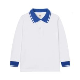 Meninos pólo manga longa camiseta uniforme de algodão School de lapela infantil use camisa de base de cor sólida L2405