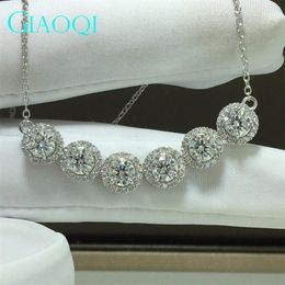 Pendants GIAOQI 9K White Gold Total 3 Round Excellent Diamond Test Passed D Colour Moissanite Pendant Necklace Princess Jewellery