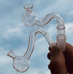 Pyrex Glass Oil Burner Pipe Smoking Pipes 10MM 14mm 18mm Male for rig water bubbler bong adapter tobacco nail Bent shape design banger Nails