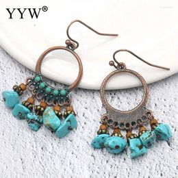 Dangle Earrings 2024 Fashion Vintage Tassel Turquoises Stone Water Drop Earring Women Jewellery Boho Blue