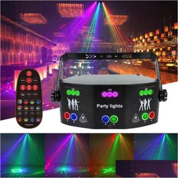 Laser Lighting 15-Eye Lase Rgb Disco Lamp Dmx Remote Control Stage Strobe Light Dj Led Halloween Christmas Bar Party Projetor Home Dro Dhck0