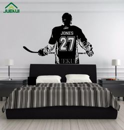 Wall Art Large Ice Hockey Player Custom Jersey Name and Number Vinyl Wall Decal Sticker Decor Kids Bedroom Gym Sports Mural7139046