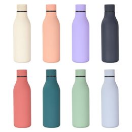 Fashion 304 stainless steel thermal cups rubber paint outdoor sports water bottles portable 550ml small mouthed tumblers multicolors Travelling 17 1yq