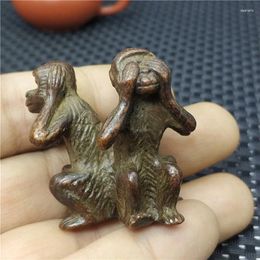 Decorative Figurines Zodiac Animal Statue Pure Copper Carving Monkey King Decoration Gift Buddhist Three No Feng Shui Bronze Car