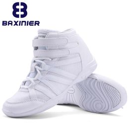 Baxinier Girls White High Top Top Ligheading Youth Cheer Competition Sneakers Training Dance Dance Tennis Scarpe L2405 L2405