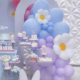 Party Balloons 56PCS Daisy Macaroon Blue Purple Latex Balloons Garland Arch Kit for Summer Wedding Birthday Baby Shower Backdrop Party Supplies