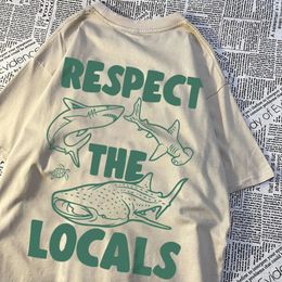 Respect The Locals Marine Animals Men Women T Shirts Cotton Sweat T Shirt Casual Loose Tee Clothes Harajuku Clothing Couple 240516