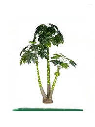 Decorative Flowers Large Imitative Tree Papaya Fake Trees Green Plant Bonsai Landscape Bionic Floor Decoration