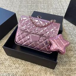 Designer bags such as luxury star wallets, mirrored leather double chain bags, luxury crossbody bags, backpacks, star chain shoulder bags and gold and silver clutches