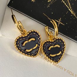 Blue Heart Earrings Luxury Brand Designers Letters Stud Back Stamp Brass Real Gold Plated Copper Geometric Women's Crystal Rhinestone Earring Eardrop Jewerlry