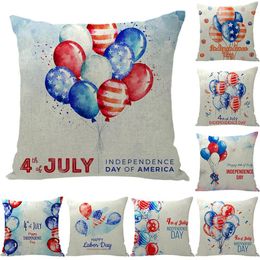 Pillow USA Independence Day Decorative Cover For Sofa Office Car Home Pillows Balloon Print Throw Case 45x45cm