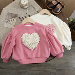 Girls T-shirts Autumn Winter Sweater for Kids 3D Love Children Sweatshirts Toddler Pullover Long Sleeve Baby Tops Outfits 240515