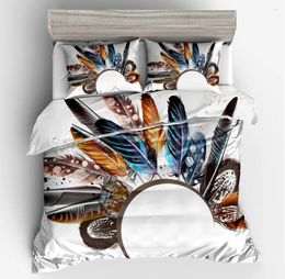 Bedding Sets Colourful Feather Duvet Cover Set Bird Feathers Bedclothes Soft Microfiber Fabric Decorative 3PCS With Pillowcases