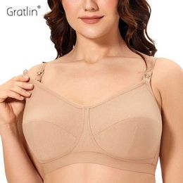 Maternity Intimates Gratlin womens plus size pure cotton maternity care bra with soft support DD E F G d240516