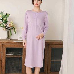 Maternity Dresses Cotton Maternity Clothes Breastfeeding Nightgowns Nursing Sleepwear Hospital Loose Fitting Breast Feeding Pyjama Pregnancy Dress Y240516