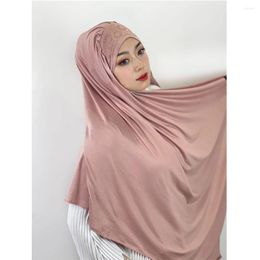 Ethnic Clothing Malaysia Muslim Instant Hijab Tie Back Jersey Rhinestone Headwrap Women Shawls Ramadan Islam Ready To Wear Headscarf Wrap
