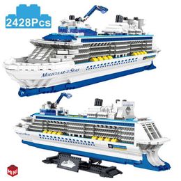 Blocks City 2428Pcs Cruise Line Sailing Mini Model Building Block Creative Ocean Ship Building Block MOC Toy Childrens Gift WX