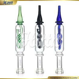 Nectar Collectors Smoking Pipe Inner Twist Dab Straw NC Kit Glass Pipe Portable Dabbing Set for Concentrate 9 Inches Green Black Blue