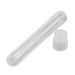 Mugs 100Pcs Clear Plastic Test Tubes With White Screw Caps Sample Containers Bottles Push 12X75mm