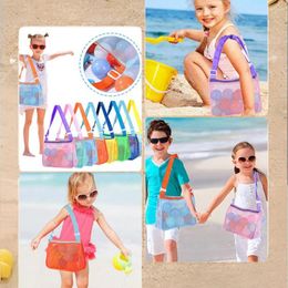 Storage Bags 3 Pieces Outdoor Beach Mesh Bag Children Play Game Sand Away Toy Pouch Portable Reusable Carry Organizing Pocket