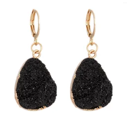 Dangle Earrings 2024 Fashion Druzy Resin Hoop Golden Big Water Drop Crystal For Women Jewellery Accessories