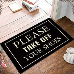 Carpet Please take off your shoes luxurious home decoration indoor entrance mat carpet anti slip flannel front door welcome H240516