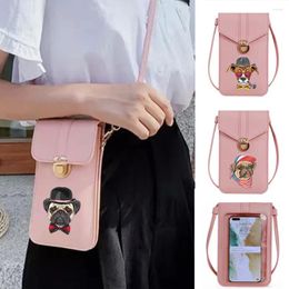 Evening Bags Mobile Phone Bag Pu Leather Wallet Shoulder Messenger For Apple Huawei Cell Pack Dog Print Organiser