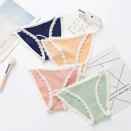 Women's Panties Seamless Lace Thread Cotton Ladies Brief Low-rise Girls Color Sexy Bikini Tenu Lingerie Thongs For Women