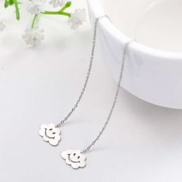 Stainless Steel Long Line Cute Smile Face Cloud Charms Hoop Earrings For Women Girls Fashion Party Jewelry Gifts