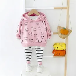 Clothing Sets Spring Baby Girls Toddler Kids Cartoon Hooded Sweatshirt Pants Infant Clothes Outfits Children Sportswear